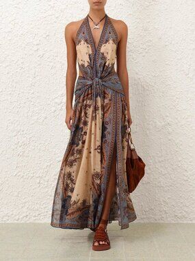 Zimmermann Ascension Plunge Halter Dress